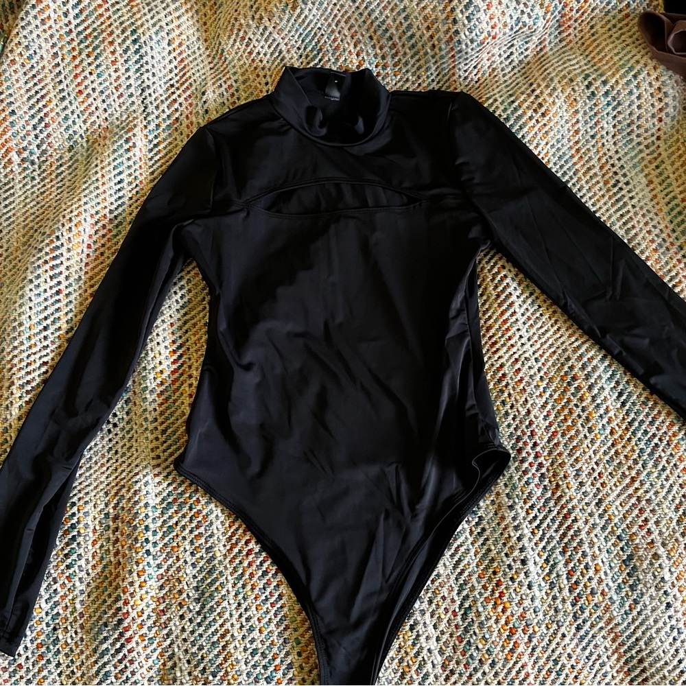Mock-Neck Cutout Bodysuit